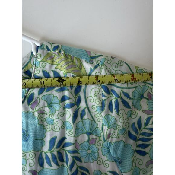 Bella Tu Modest Beaded V-Neck Shift Dress Size S Floral Print Turquoise Tassel - Picture 8 of 9